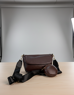 Brown sling mini pouch bag