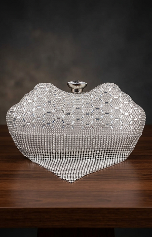 Silver clutch bag