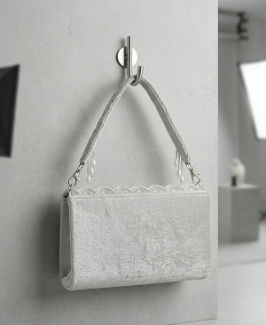 Beaded clutch silver bag