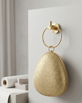 golden Oval clutch bag