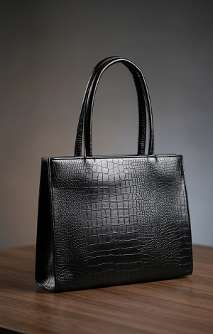 Black croc shoulder bag