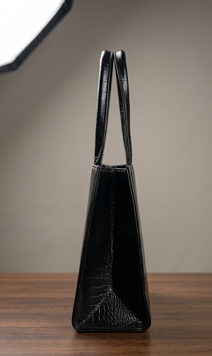 Black croc shoulder bag